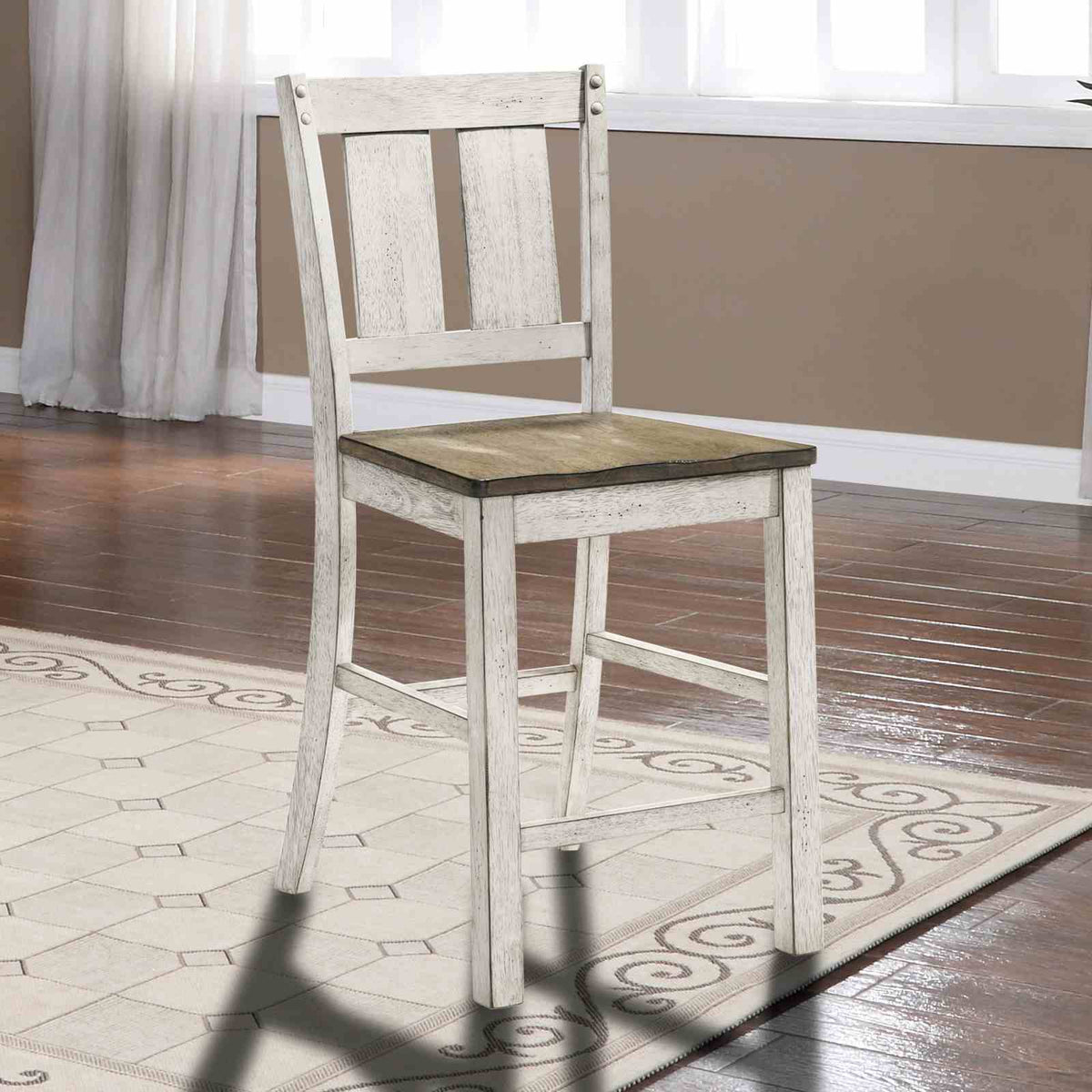 Dakota - Counter Ht. Chair (2/CTN), A.White/Ash Brown