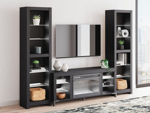 Cayberry - 3-Piece Entertainment Center With Electric Fireplace - Black