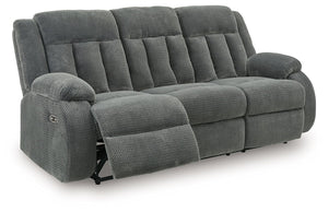 Observation - Reclining Power Sofa With Drop Down Table - Steel - R&R Furniture Gallery (Fountain Valley, CA)