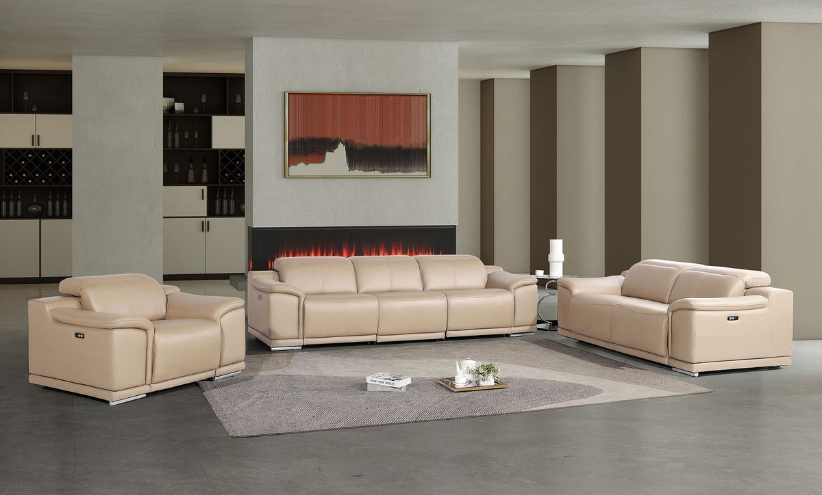 2679 - Power Reclining Sofa, Loveseat & Chair Set In Genuine Leather (6 Recliners) - R&R Furniture Gallery (Fountain Valley, CA)