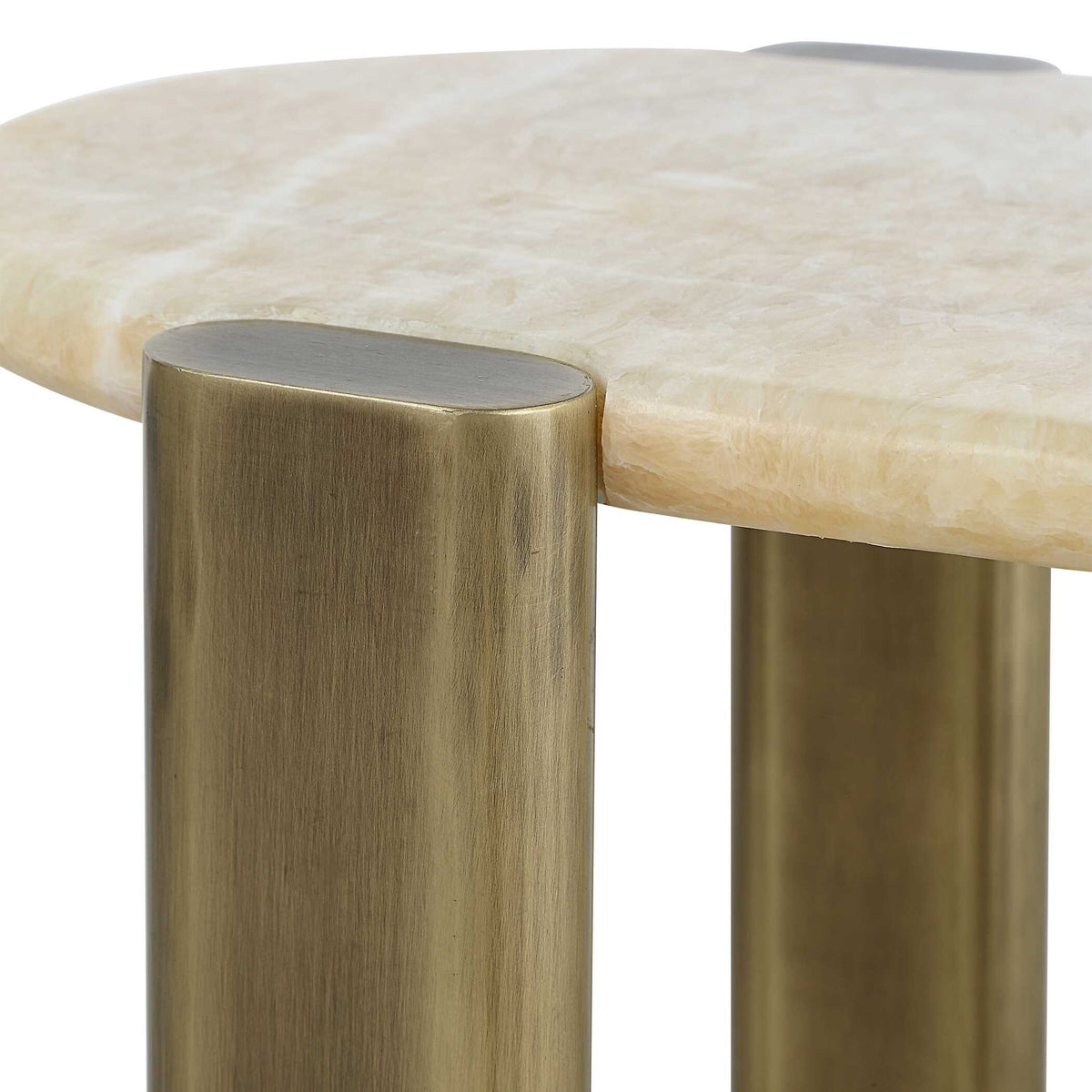 Rounded Cantilever - Accent Table - Beige / Gold