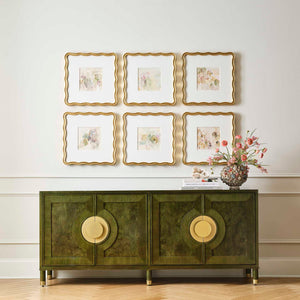 Garden Mist - Framed Canvases (Set of 6) - Gold / Pink