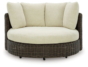 Kimora - Swivel Lounge Chair With Cushion - Beige / Dark Brown - R&R Furniture Gallery (Fountain Valley, CA)