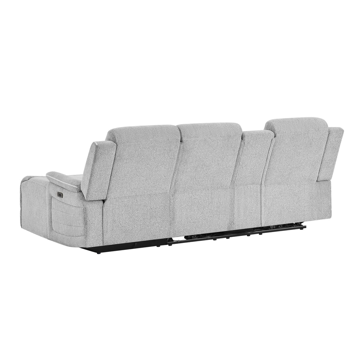 Ian - Power Reclining Chaise With LED Lighting, Pushback Design - Gray