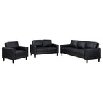 Weld 3 Piece Upholstered Track Arm Sofa Set - Black