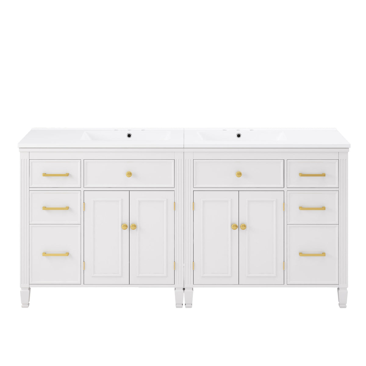 2 Piece Freestanding Bathroom Vanity Set With Sink Top, Reversible Dual Layout