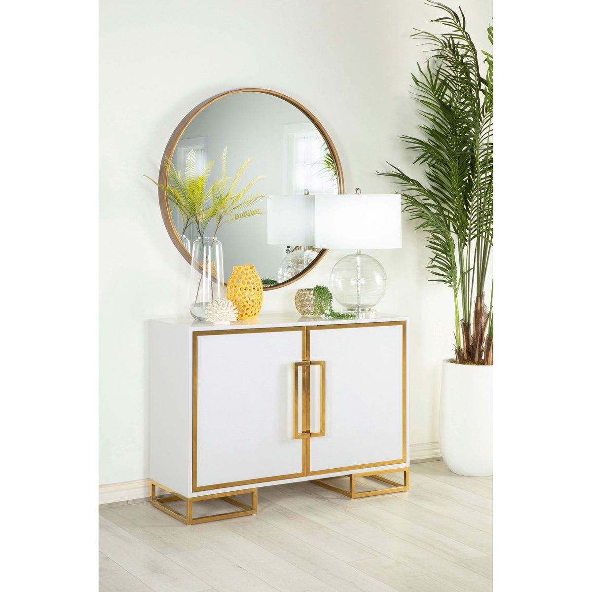 Synchrony - 2 Door Accent Cabinet With Art Deco Trim - White