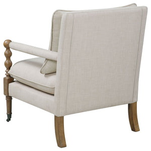 Accent Chair With Turned Legs - Beige