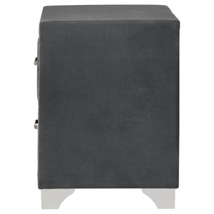 Upholstered 2 Drawer Nightstand With Accents