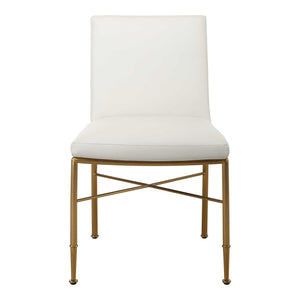Fretwork - Dining Chair - White / Gold