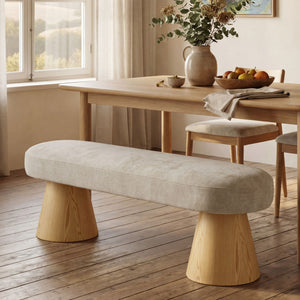 Upholstered Dining Bench - Oatmeal