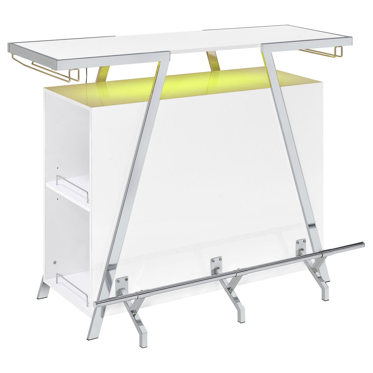 Katia - Wine Cabinet With LED Home Bar, 12 Bottle Storage - Gloss White