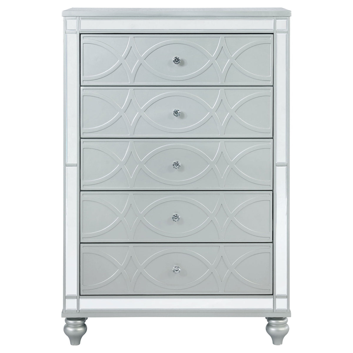 Arabesque - 5 Drawer Bedroom Chest - Silver
