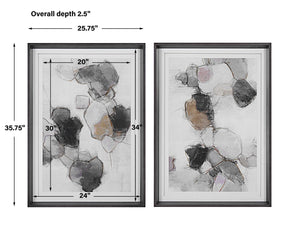 Plunging Pastels - Framed Prints (Set of 2) - Black / Brown / Gray