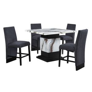Sammi - Bar Table With And Pedestal Base - Black / White Print