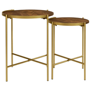 Genevieve - 2 Piece Round Nesting Table - Gold