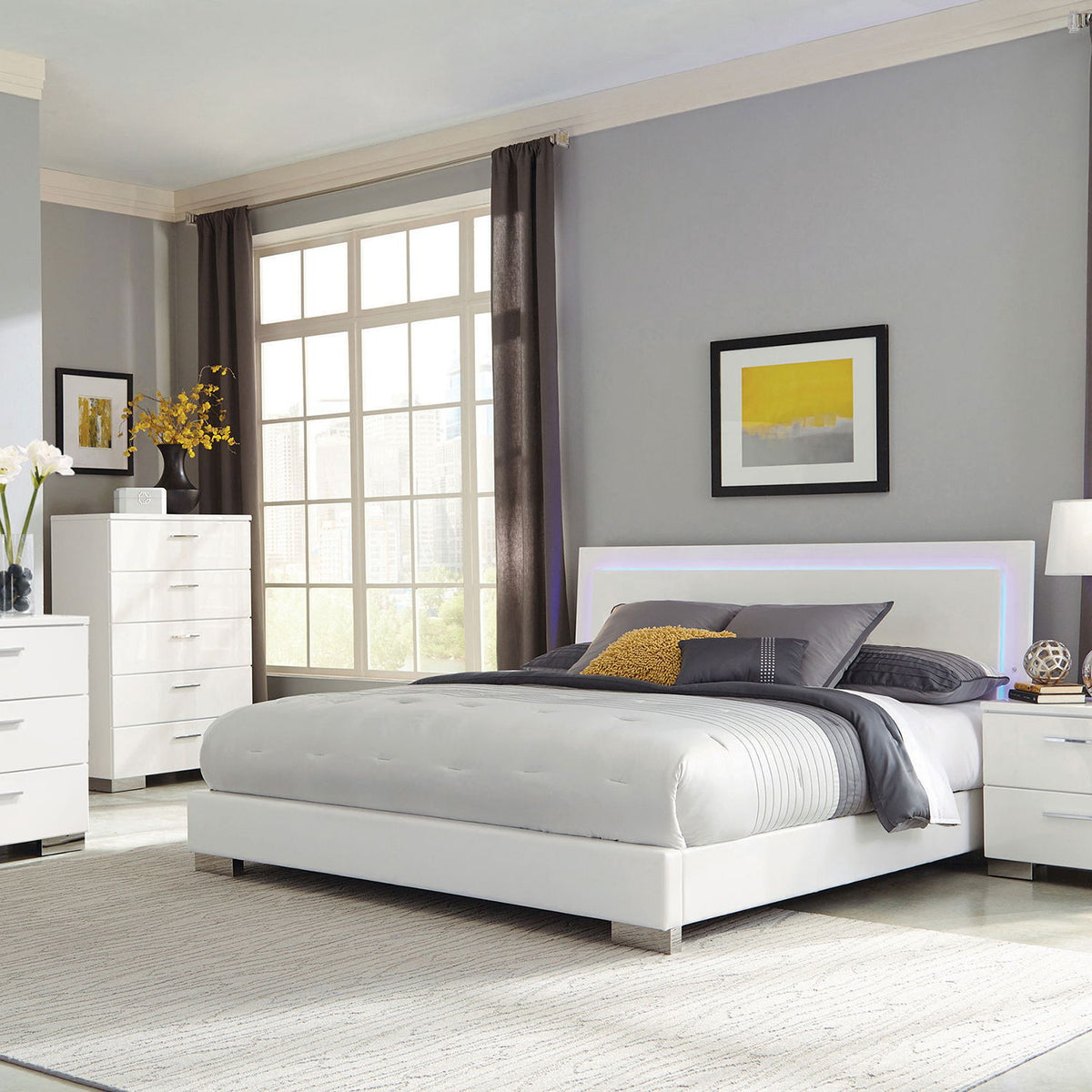 Dulcey - 6 Drawer Dresser With Accents, Bedroom Storage - Gloss White