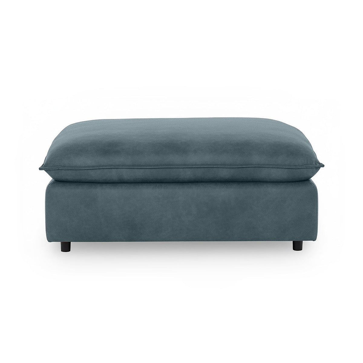 Classic Home Caplan upholstered ottoman with plush fabric and sturdy wooden legs, versatile for living room or seating area.