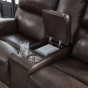Crossplex - Power Reclining Loveseat / Console / Adjustable Headrest - Smoke - R&R Furniture Gallery (Fountain Valley, CA)
