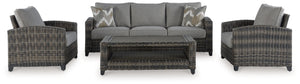 Oasis Court - Sofa, Chairs, Table Set (Set of 4) - Gray - R&R Furniture Gallery (Fountain Valley, CA)