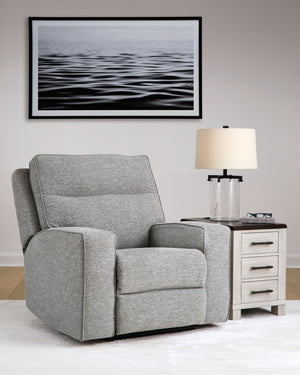 Biscoe - Power Recliner /Adj Headrest - Pewter - R&R Furniture Gallery (Fountain Valley, CA)