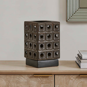 Lattice - Indoor-Outdoor Lantern Candleholder - Brown / Gray
