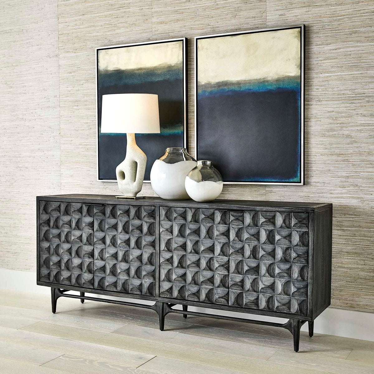 Foursquare - 4 Door Cabinet - Black