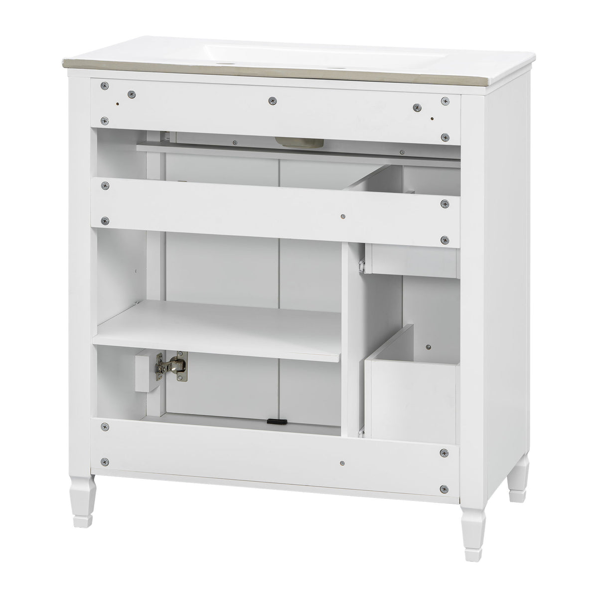Freestanding Bathroom Vanity With Sink, Soft Close Door, Tip Out Drawer