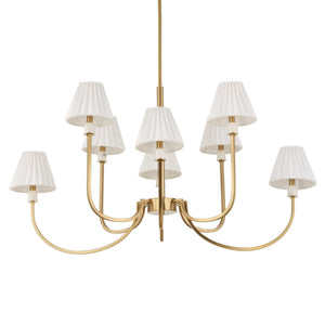 Poppins - 8 Light Brass Chandelier - White / Gold