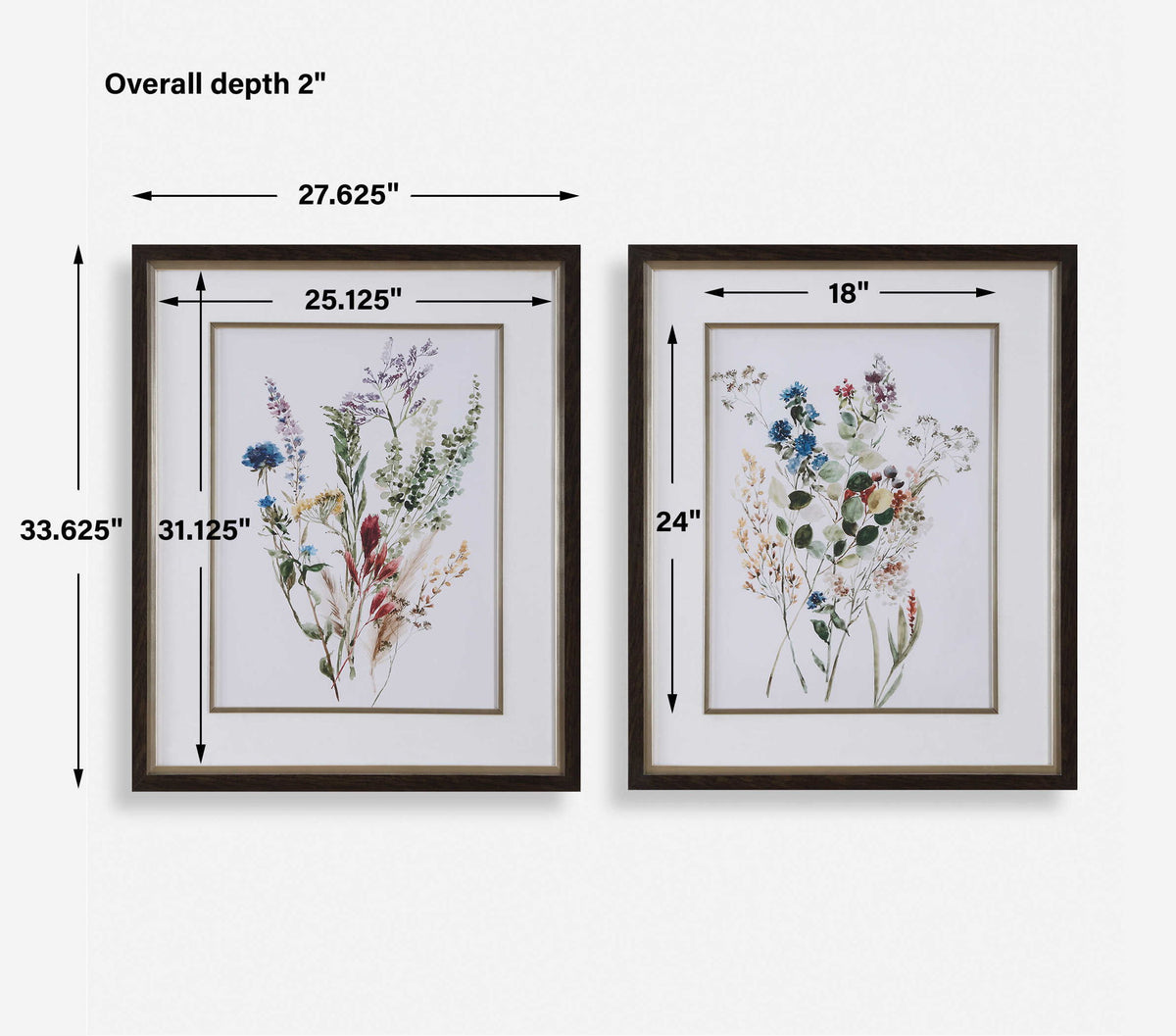 Delicate Flowers - Framed Prints (Set of 2)