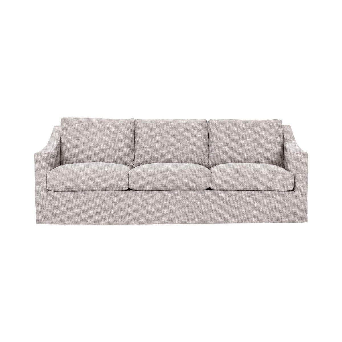 Classic Home Kipton upholstered stationary sofa with plush fabric and tufted back, stylishly displayed in a modern living room setting.