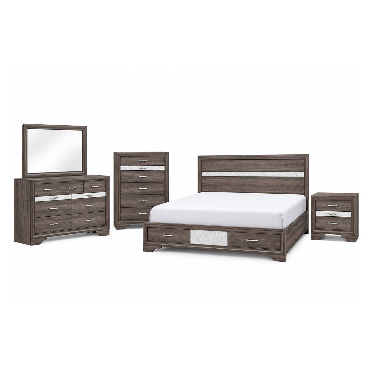 Ryder - 5 Piece Bedroom Set With Drawer Footboard