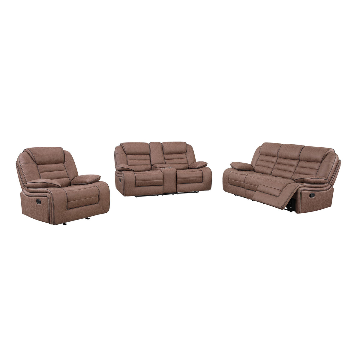 Lucius - Console Reclining Loveseat With Manual Recline - Brown