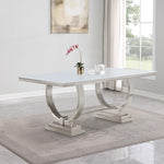 Antoine Rectangular 95-inch Glass Top Dining Table White