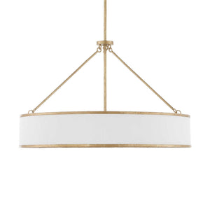 Uttermost Algiers 8-light gold and white drum pendant lighting fixture hanging from ceiling with modern design.