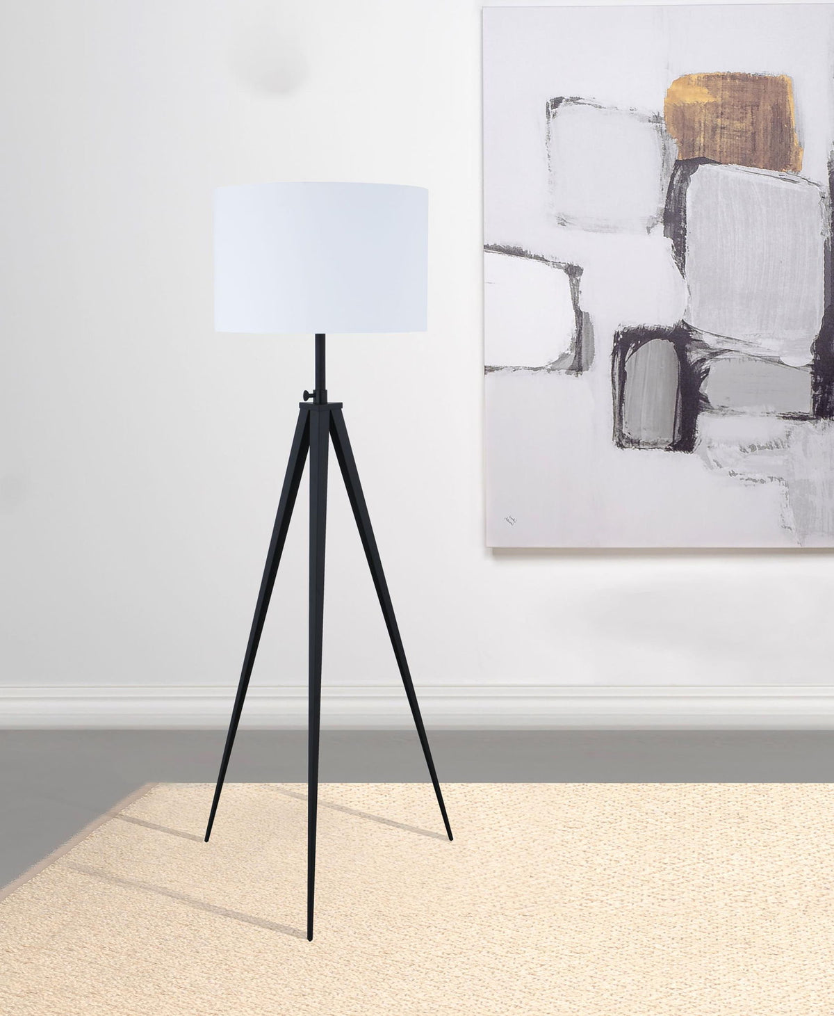 Harrington 60-inch Drum Shade Metal Tripod Floor Lamp Black