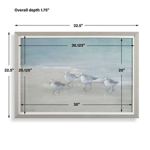 Tranquil Shorebirds On The Sand - Framed Print - Light Gray