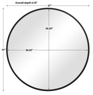 Contemporary Round Mirror - Black Matte