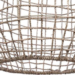 Beige Cross-Weave 1 Light Pendant by Uttermost, modern pendant lighting with woven design, hanging from a ceiling.