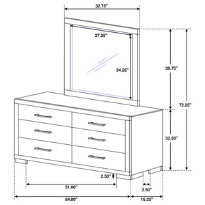 Polk - 6 Drawer Dresser With Mirror - Cappuccino