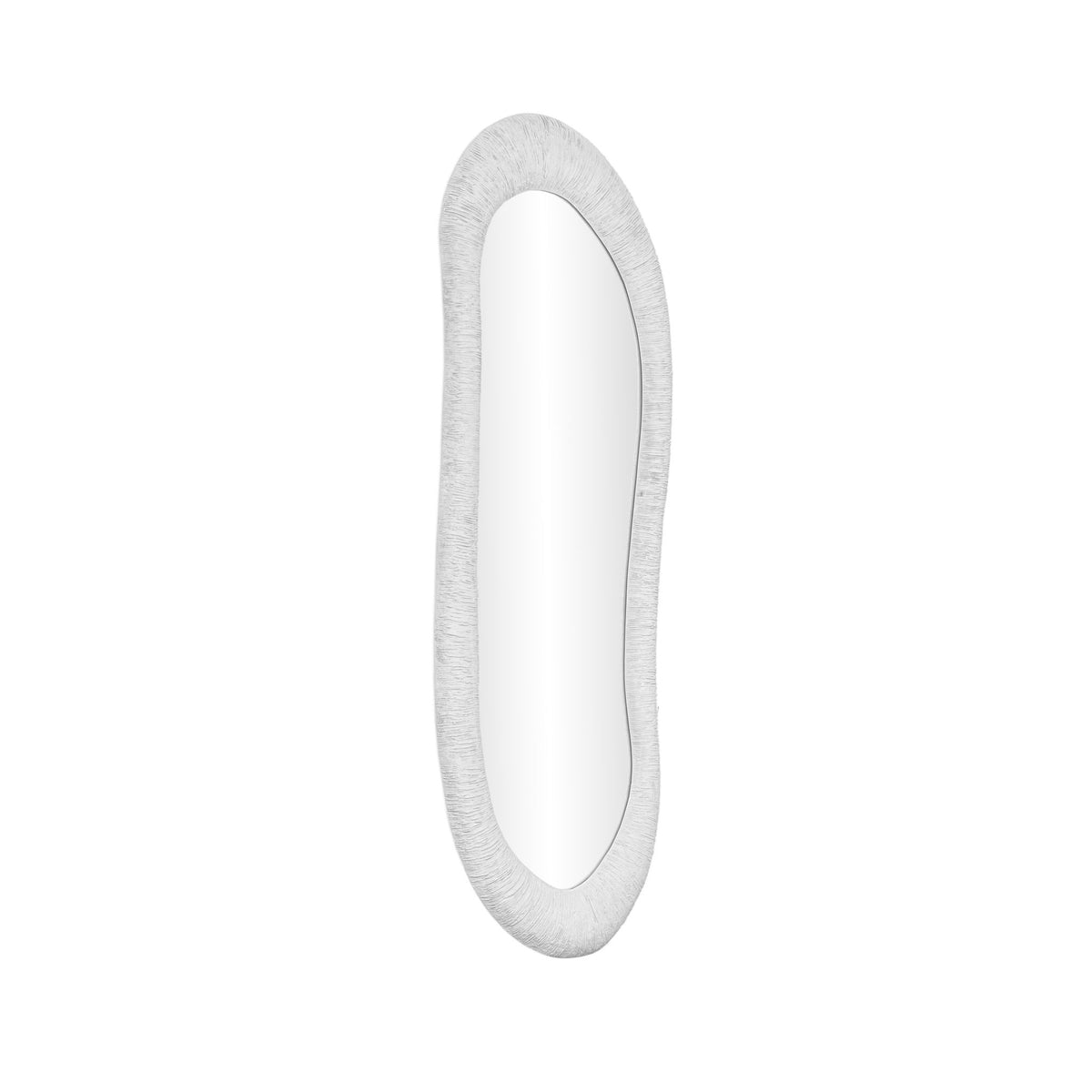TOV Furniture Orpheus 20x59 inch ribbed faux stone floor mirror with sleek modern design and textured frame.