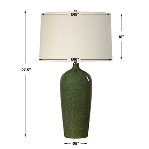 Table Lamp - Dark Green & Beige