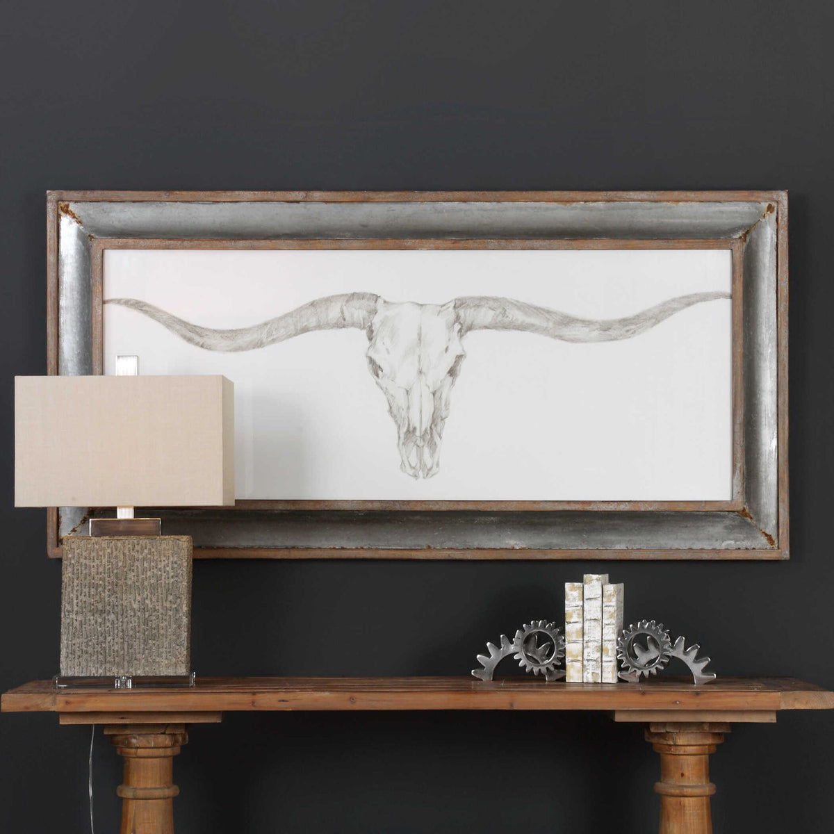 Western Skull Mount - Print - Silver