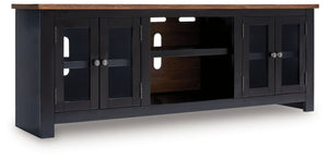 Wildenauer - XL TV Stand With Fireplace Option - Brown / Black - R&R Furniture Gallery (Fountain Valley, CA)