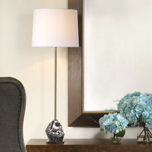 Rowland - Panda Marble Buffet Lamp - Black / Brass