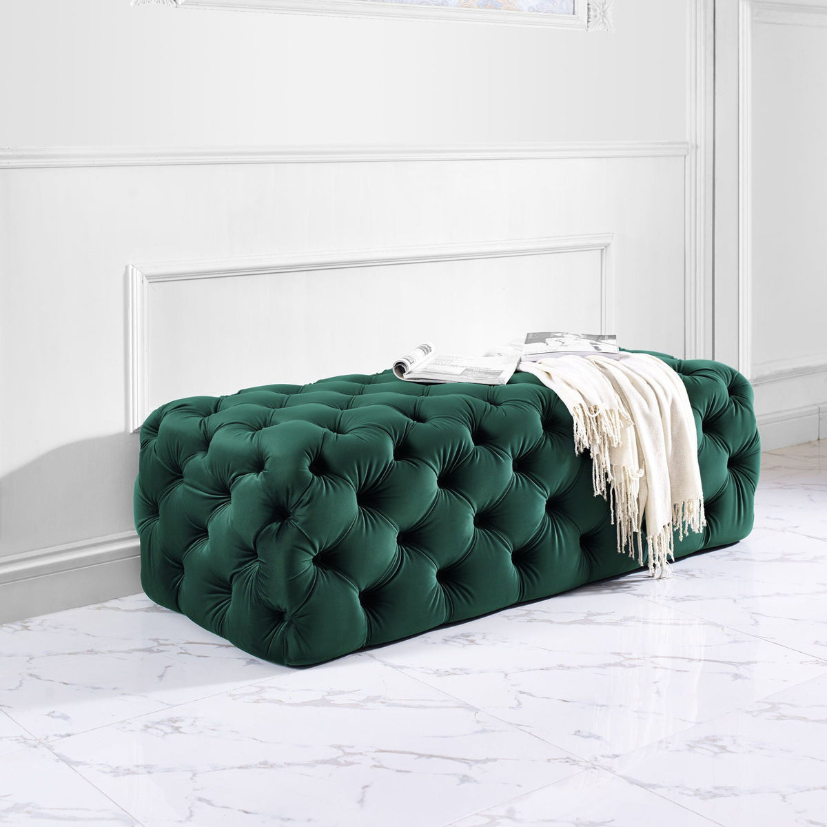 Kaylee - Velvet Ottoman - R&R Furniture Gallery (Fountain Valley, CA)