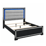 Soulmarie - Bed With LED Lighting And Padded Headboard