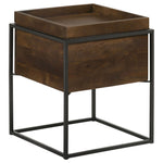 Ondrej - Square Accent Side Table With Removable Tray - Dark Brown