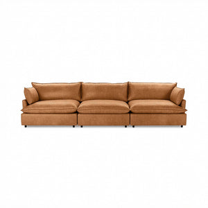 Classic Home Caplan modular sectional in a neutral fabric, showcasing its contemporary stationary design with multiple seating sections.