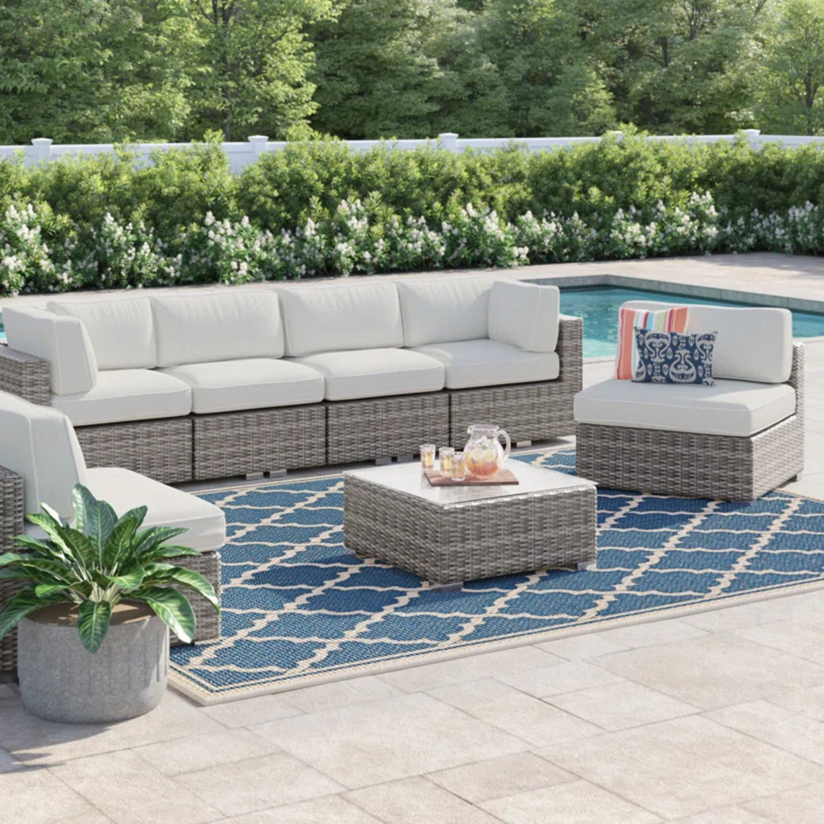 Outdoor Wicker Seating Group With Cushions